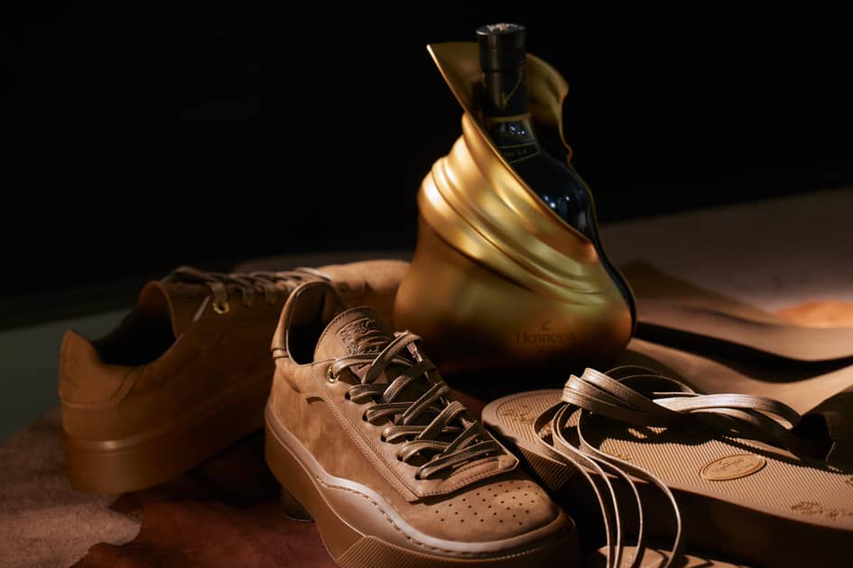Kim with Hennessy X.O on exclusive sneakers