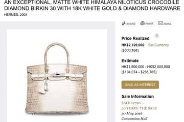 Diamond-encrusted Hermes handbag sold for record $300,000