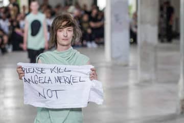 Rick Owens fashion show turns political with anti-Merkel sign