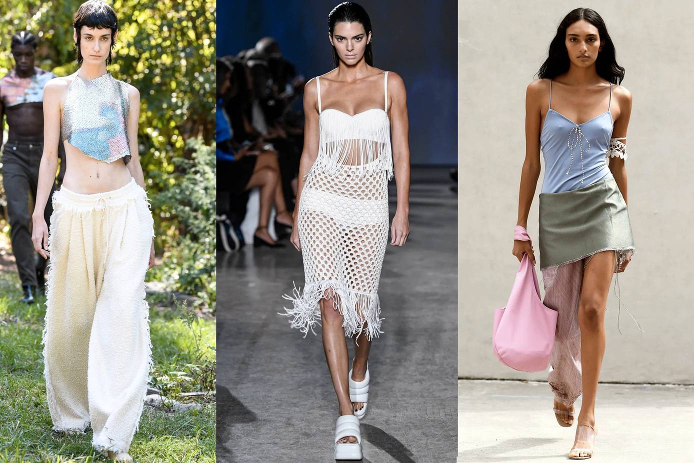 Kendall Jenner in white crop top and green skirt in Italy on