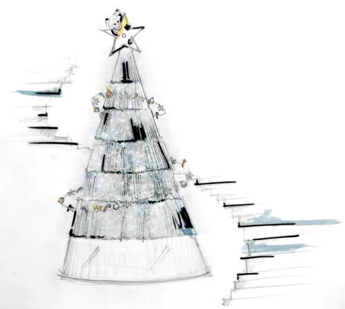 Image: Dior Sketch Claridge's Christmas tree