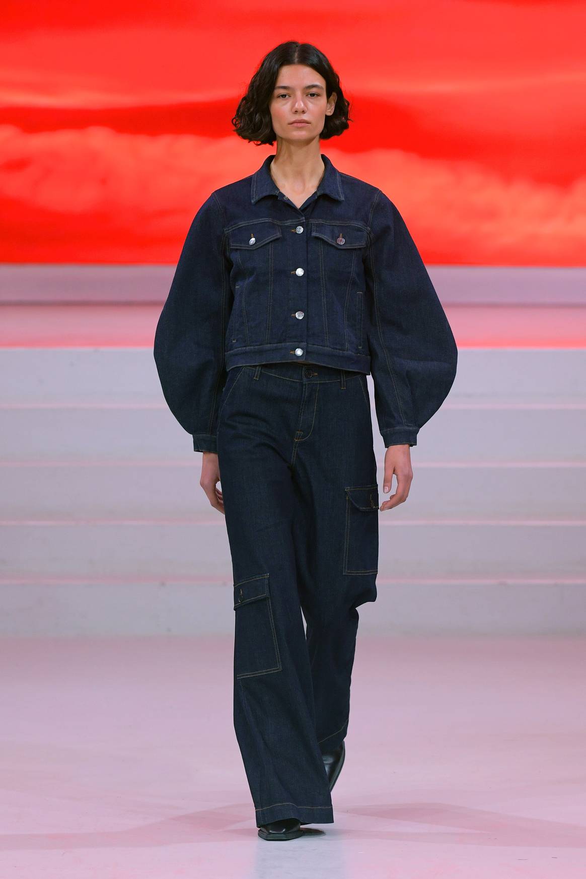 Tomorrow Denim presented loose-fitting silhouettes in raw denim for autumn 2022. Image: Catwalkpictures