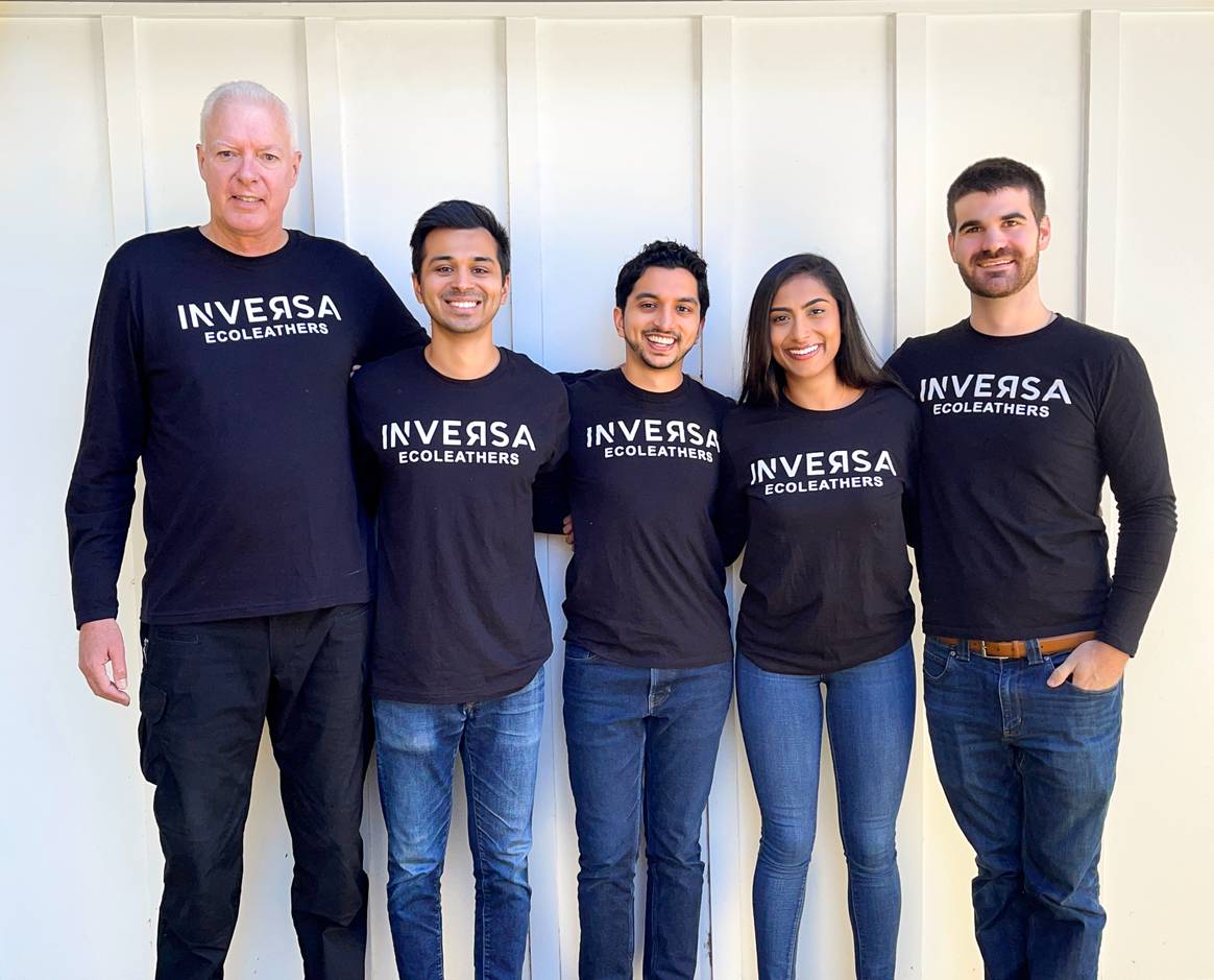 Inversa team with Aarav Chavda, second from left, and Roland Salatino, on right.