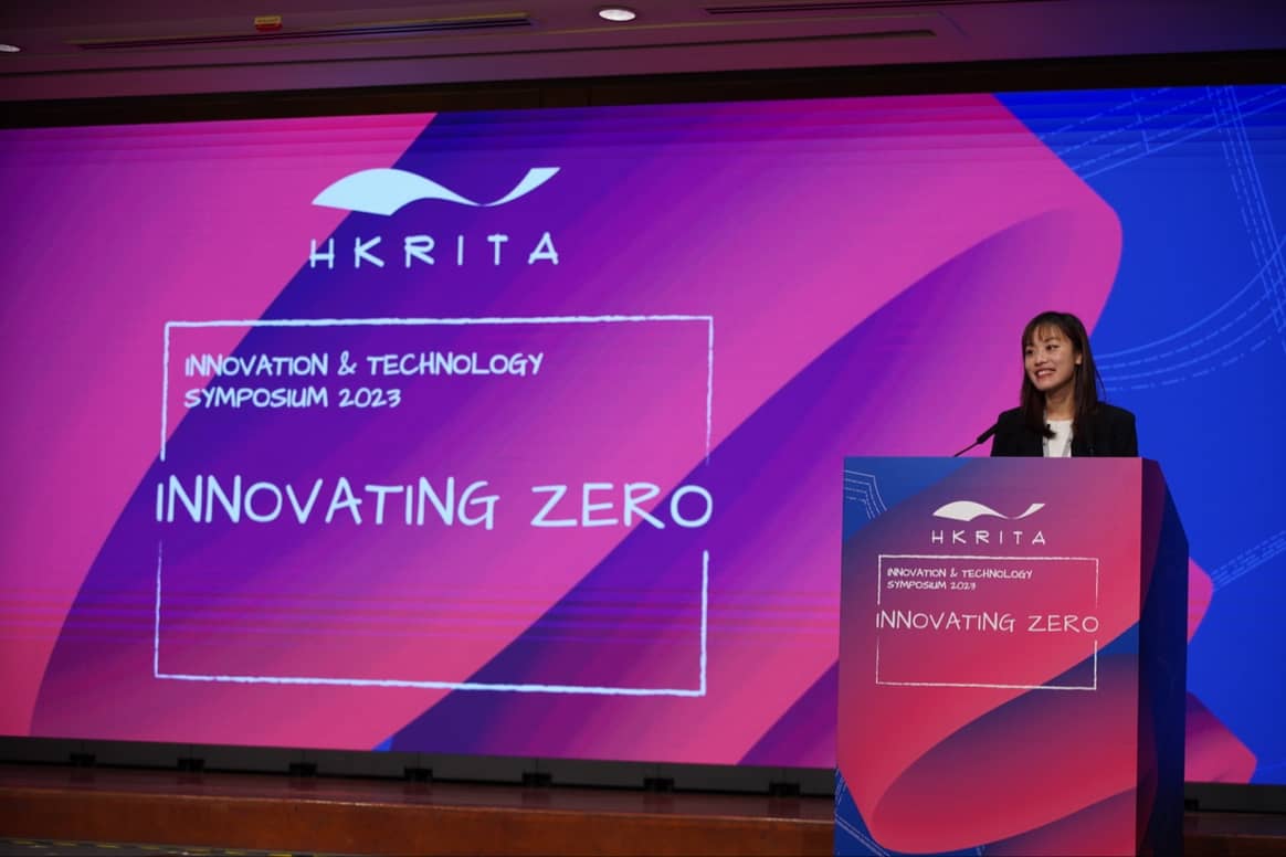 Lillian Cheong, acting secretary for innovation, technology and industry during the opening address. Image: HKRITA