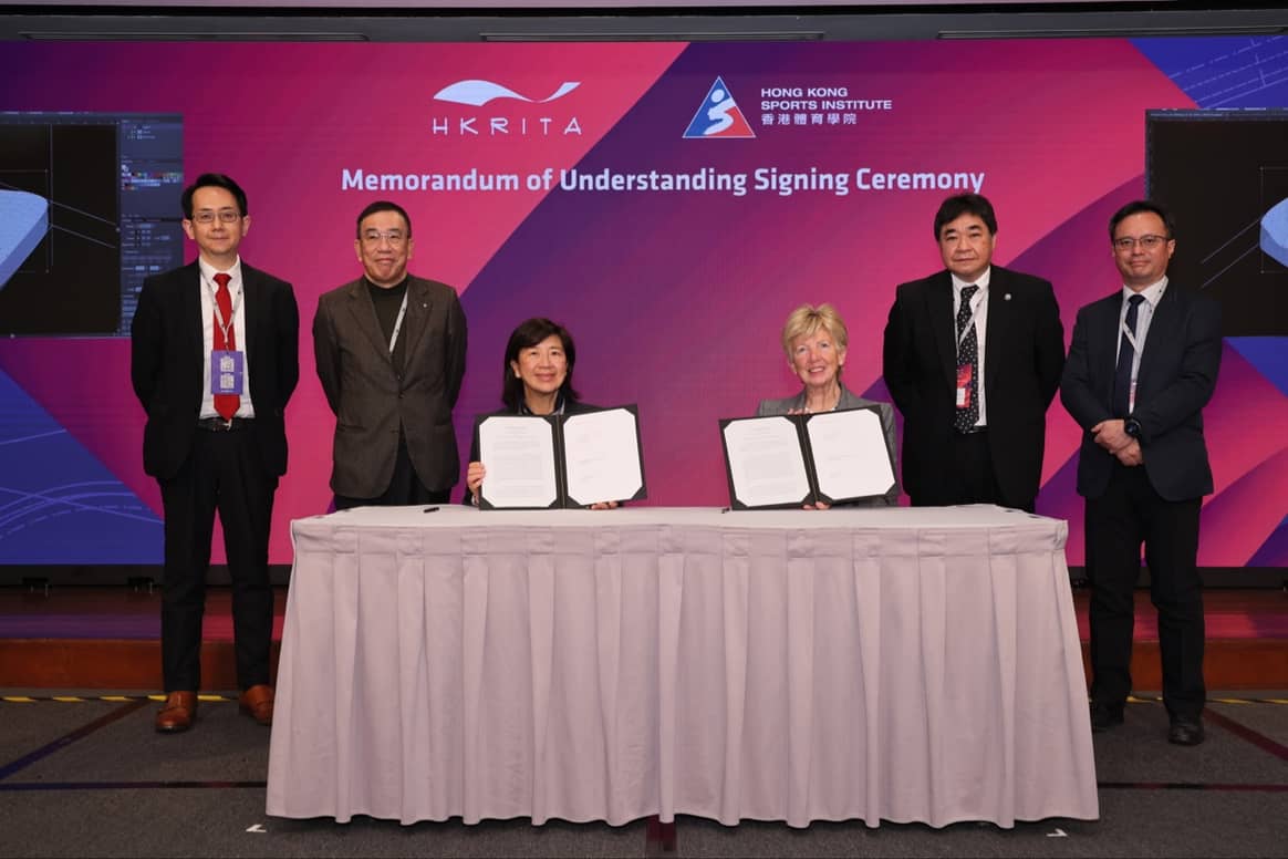 HKRITA’s Andy Li, Lawrence Leung and Teresa Yang  and HKSI’s Trisha Leahy, Tong Choi & Raymond So (from left to right). Image: HKRITA