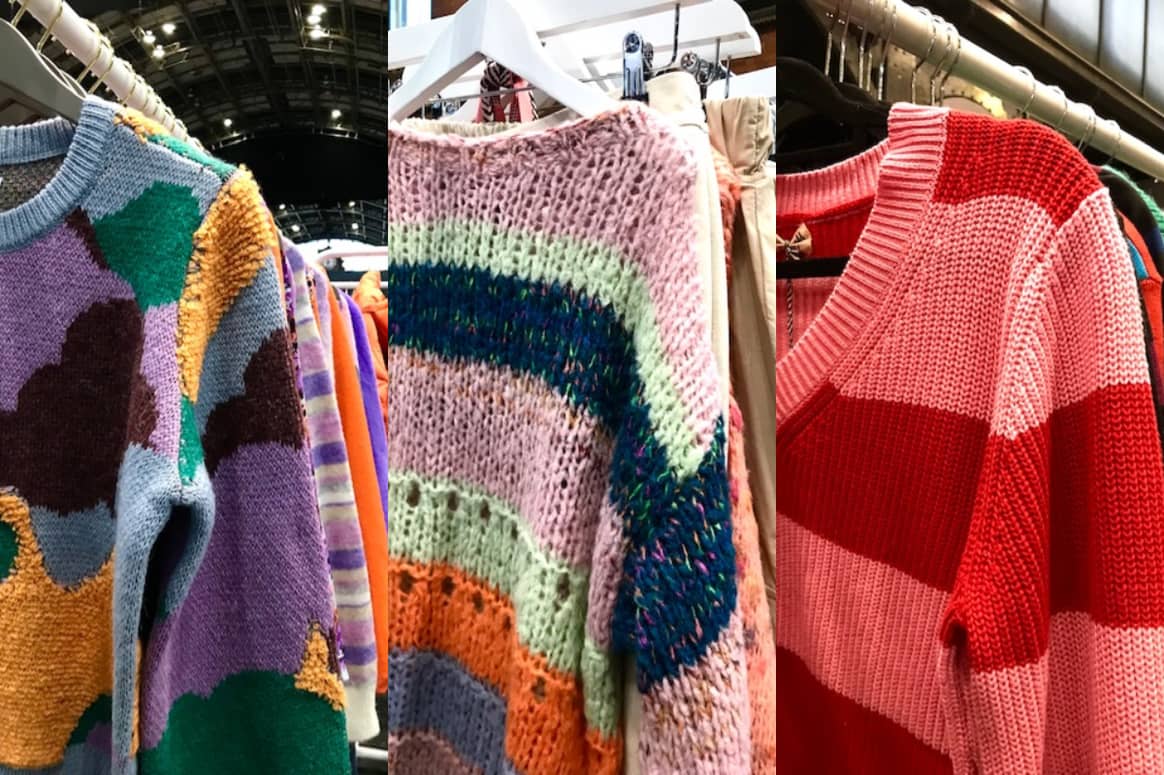 Block coloured knitwear at Just Around the Corner. (From left) Collections of Nümph, Black Colour and Sugerhill Brighton. Image by FashionUnited