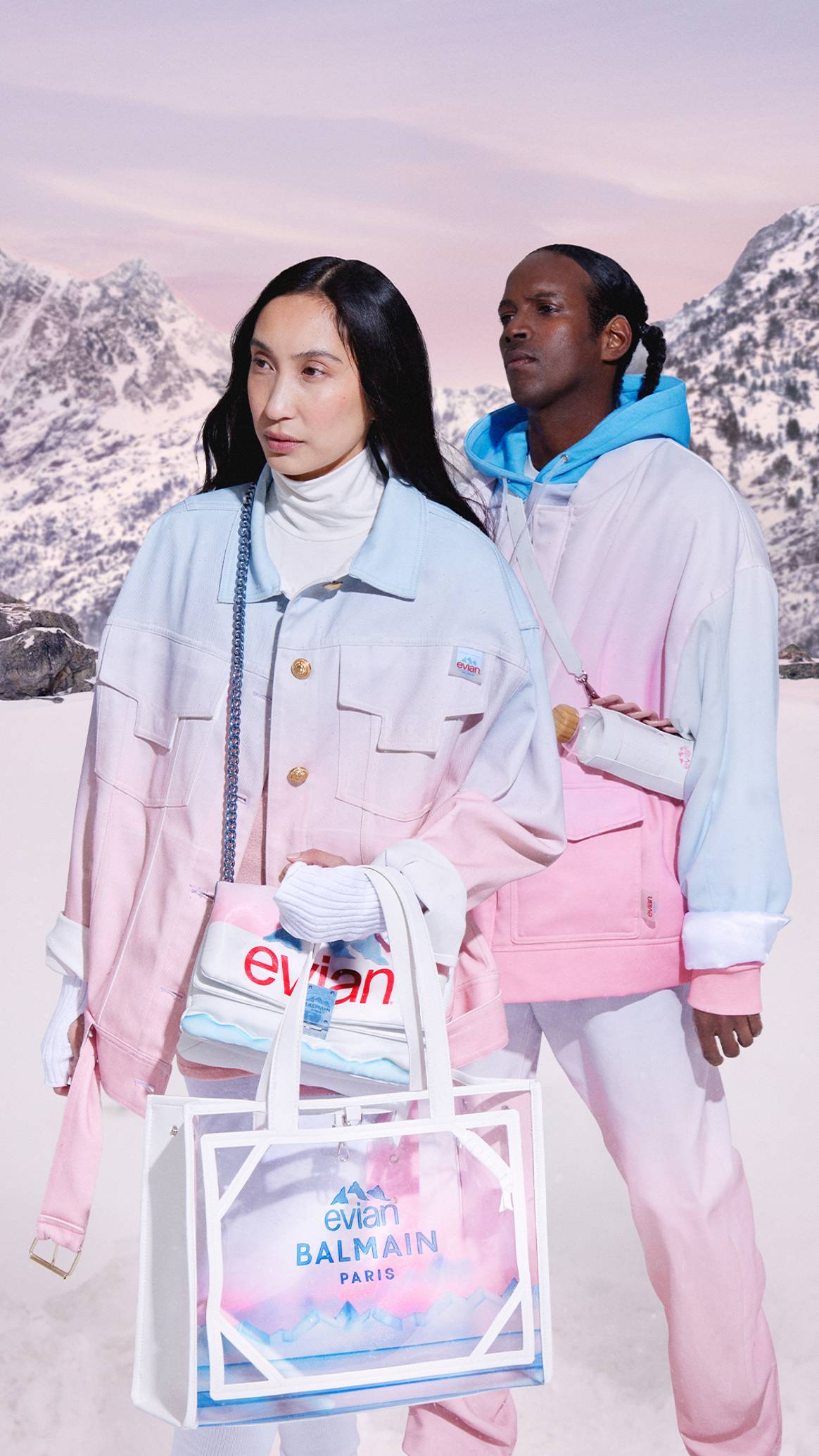 Image: Evian; Balmain x Evian collection of ready-to-wear and accessories