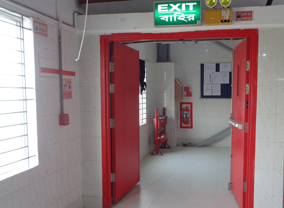 Open fire exit and fire fighting and alarm system. Image: RMG Sustainability Council (RSC)