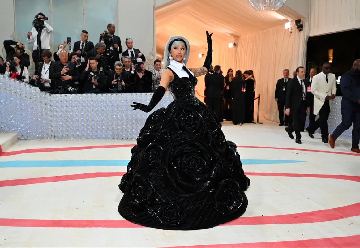 Cardi B wears Chenpeng Studio for the Met Gala 2023. (Photo by Angela WEISS / AFP)