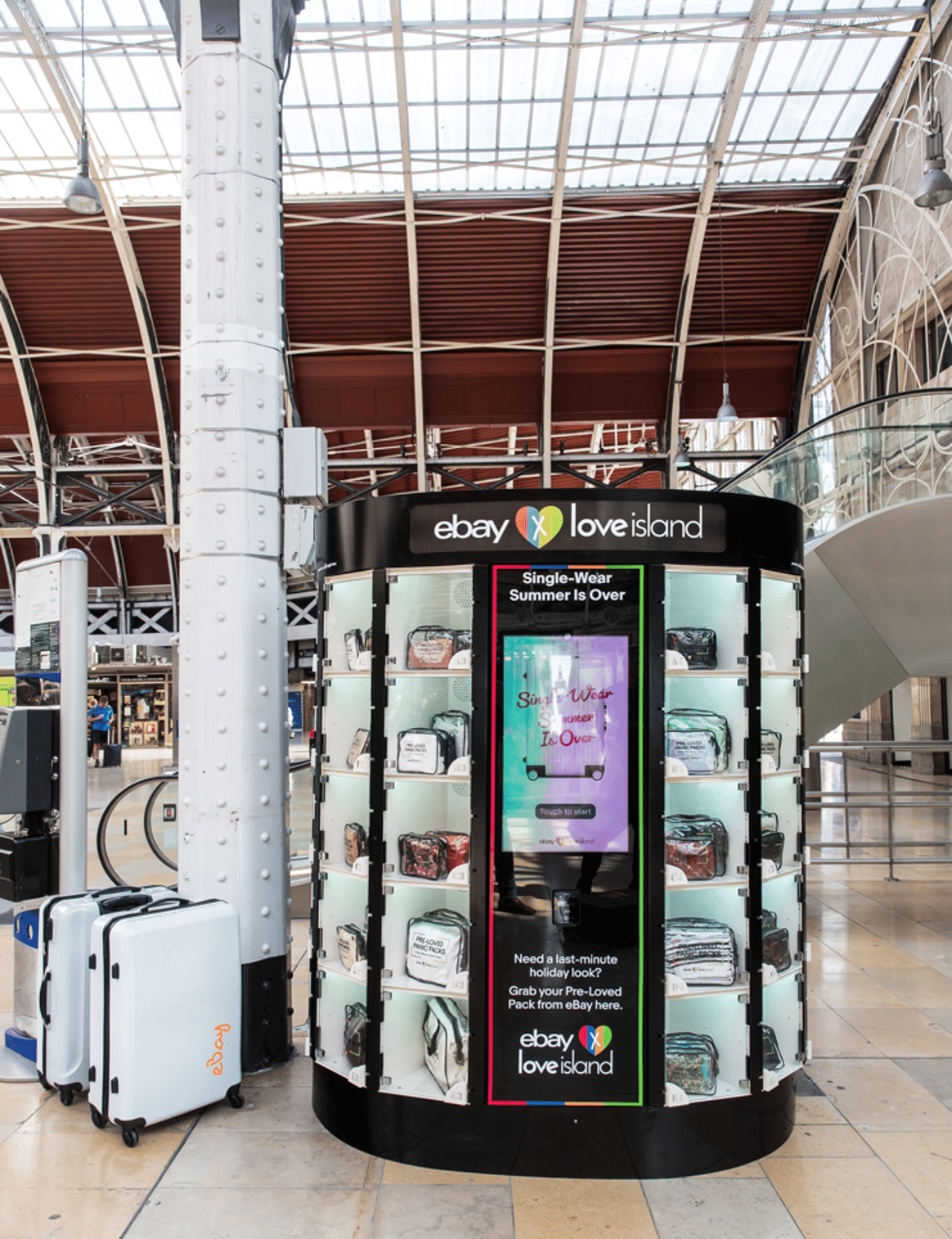 Ebay x Love Island Paddington Station pop-up stand. 