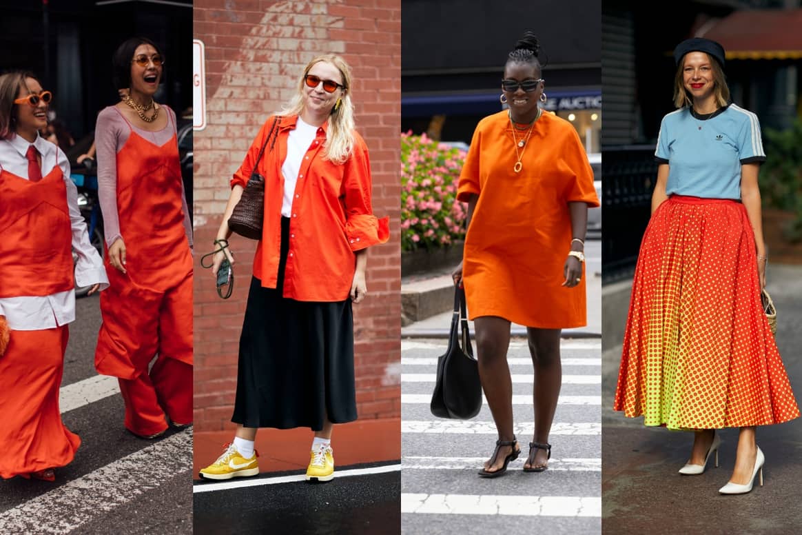 Orange is the colour of SS24 Street style in New York