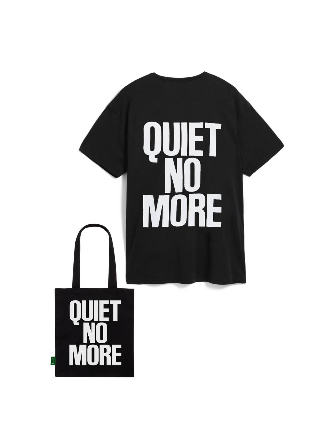 Fenwick ‘Quiet No More’ T-shirt and tote bag