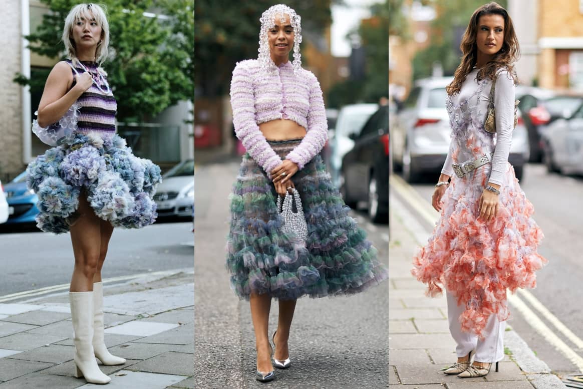 Jellyfish and coral skirts, LFW streetstyles for SS24