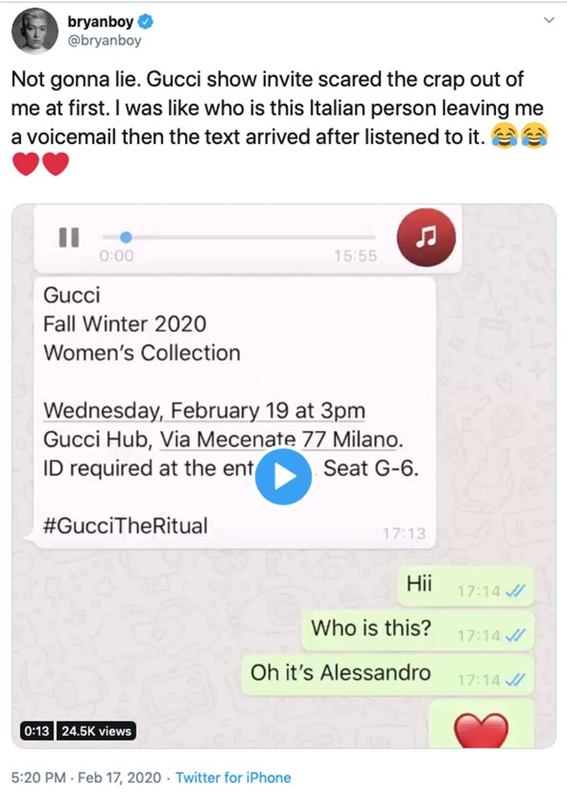 Alessandro Michele lädt zur Gucci-Schau via Whatsapp ein