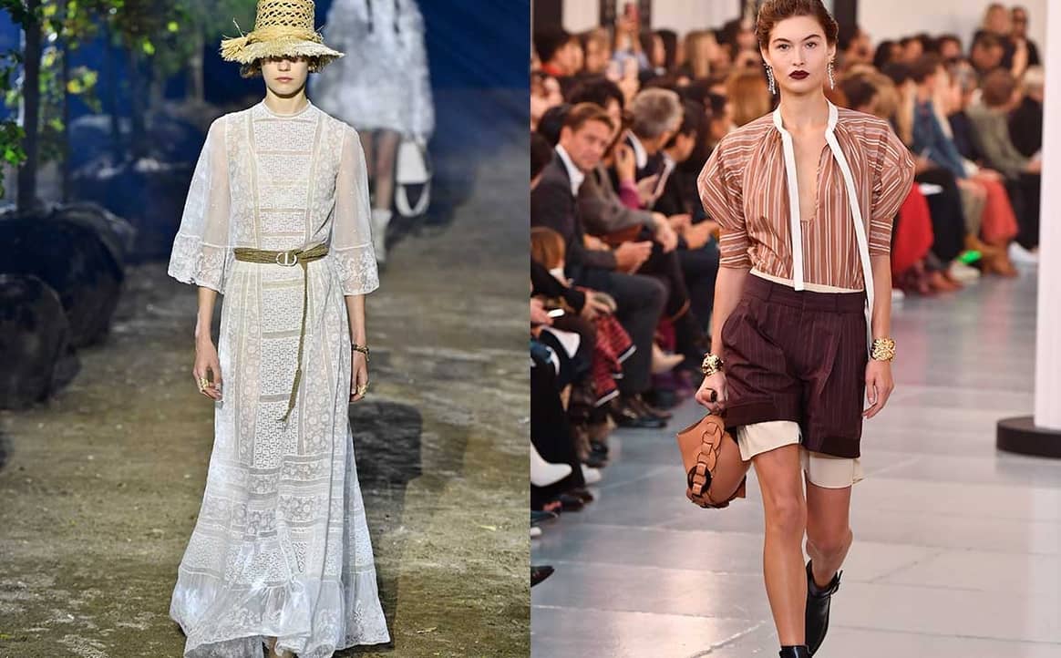 Christian
Dior lente/zomer 2020 en Chloé lente/zomer 2020. Beeld:
Catwalkpictures