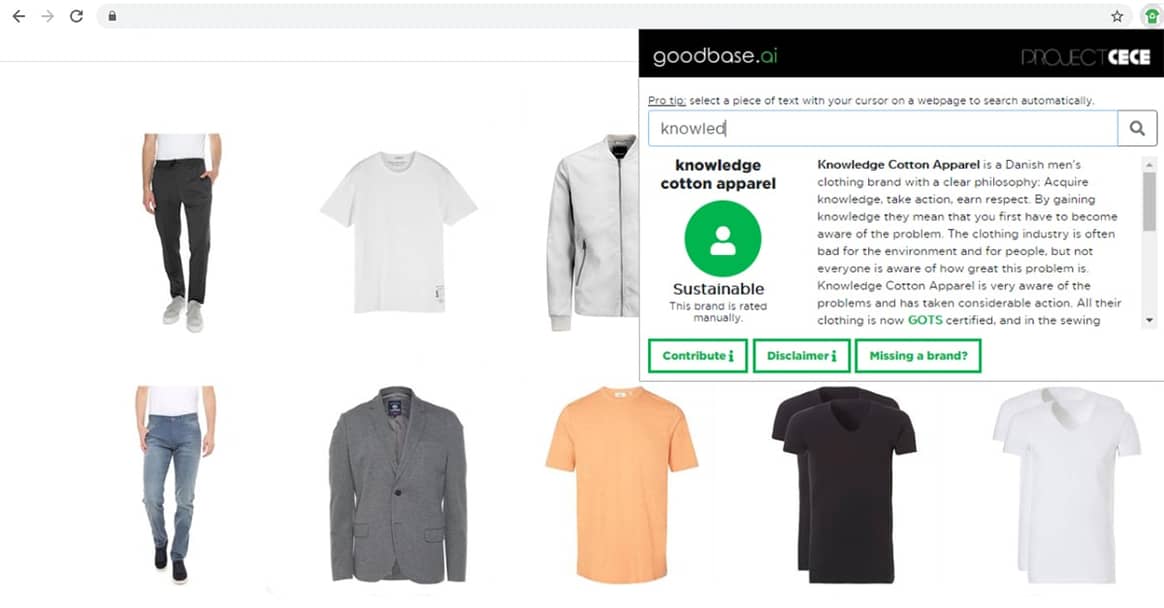 Met deze plug-in kun je tijdens het online shoppen de duurzaamheid van kledingmerken beoordelen
