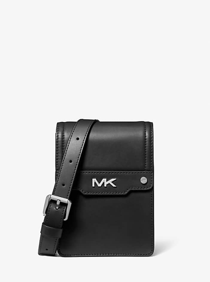 MK Varick Leather Smartphone Crossbody Bag