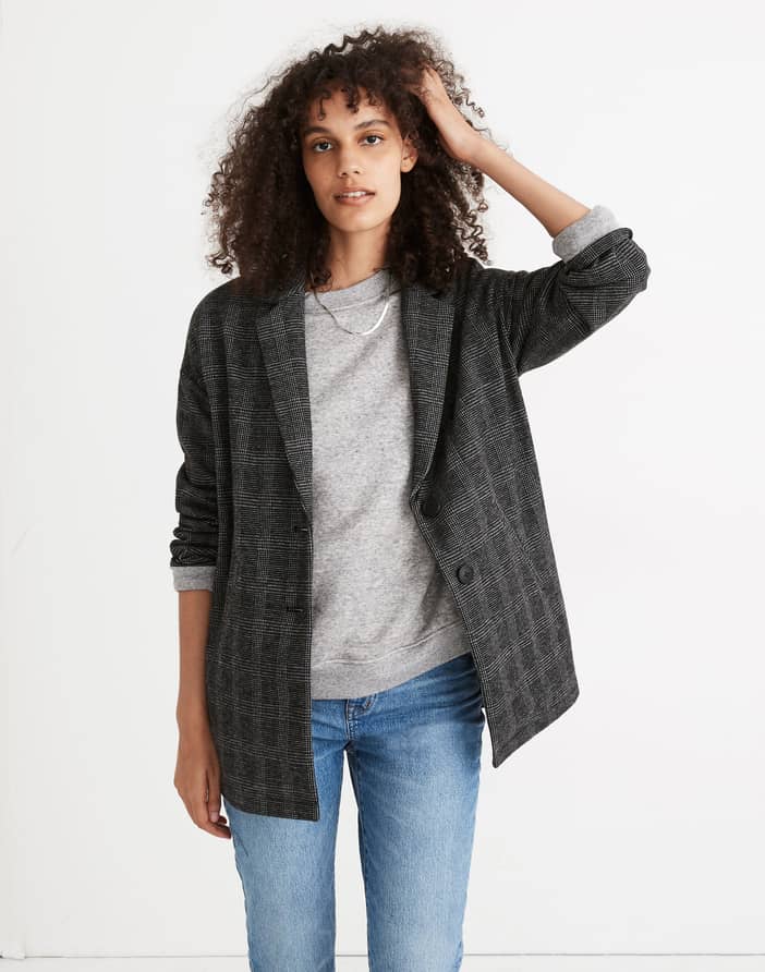 Glen Plaid Knit Oversized Blazer | Madewell