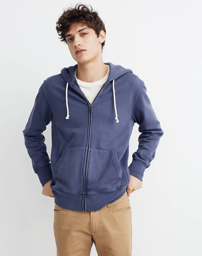 Garment-Dyed Zip-Front Hoodie Sweatshirt | Madewell