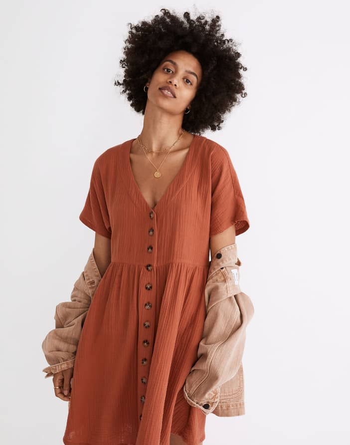 Lightspun Button-Front Mini Dress | Madewell