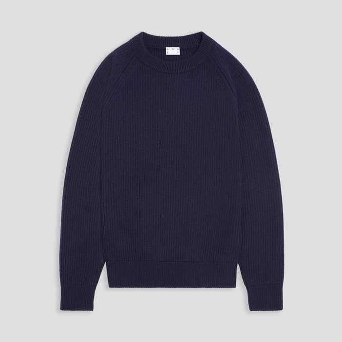 ASKET - The Heavy Wool Sweater Charcoal Melange - Recycled Wool - Mens