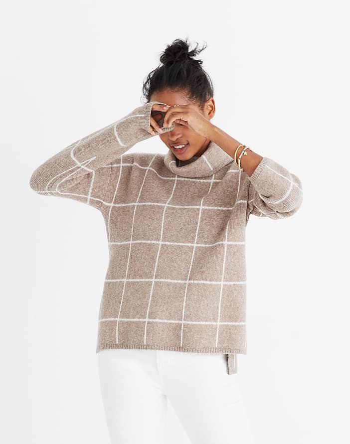 Windowpane Turtleneck Sweater | Madewell