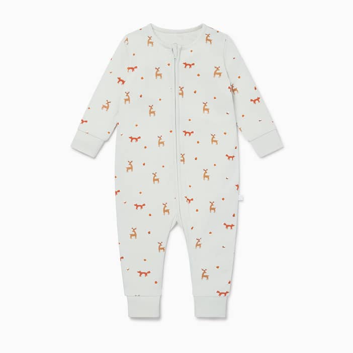 Fox Print Zip-Up Baby Sleepsuit | Mori