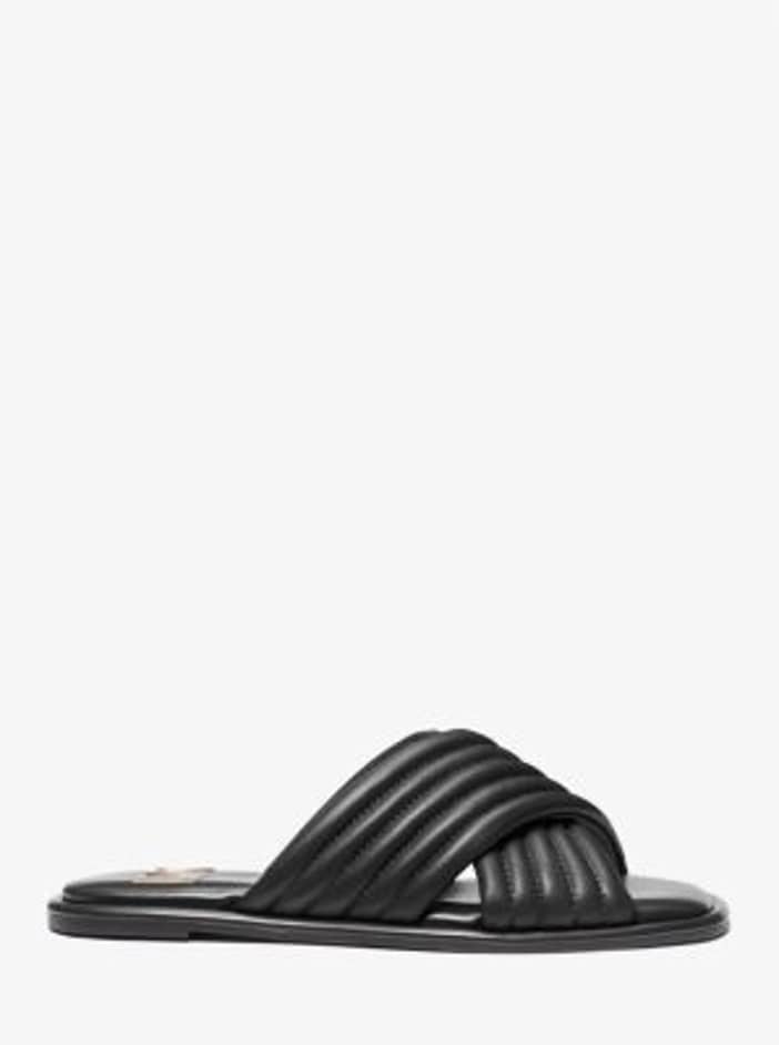 MK Portia Quilted Leather Slide Sandal | Michael Kors