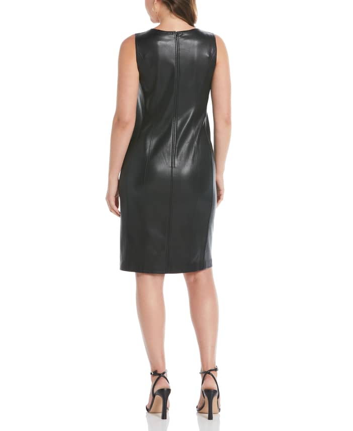 Women's Plus Size Vegan Leather Shift Dress | Rafaella