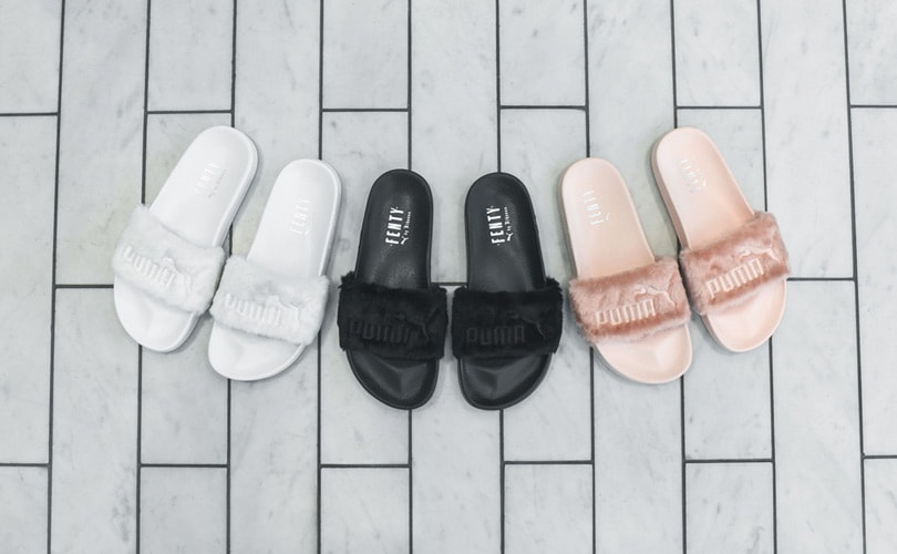 grey puma slides