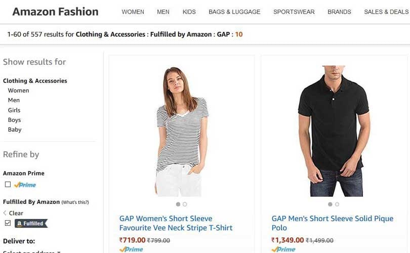 Gap Now Available On Amazon India