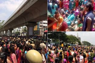 Bekleidungsarbeiterinnen protestieren in Bangalore für Pensionsansprüche