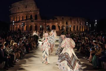 Fendi honours Karl's memory with couture show in restored Roman temple