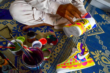 Pakistani artist gives new flair to trainers
