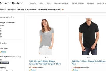 Gap now available on Amazon India