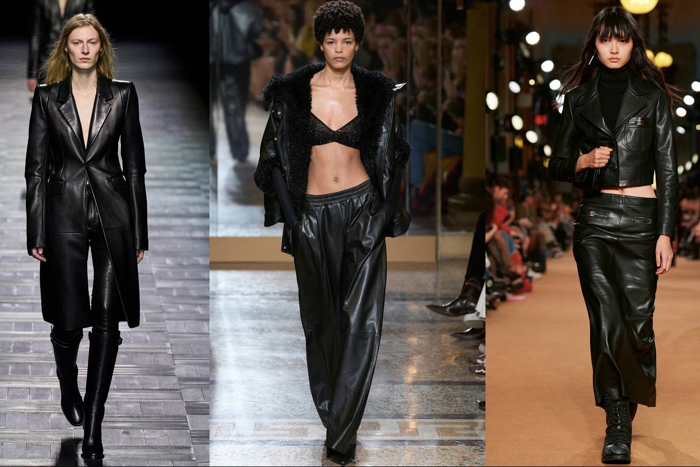 head-to-toe black trends: FW23 ready-to-wear runway leather,