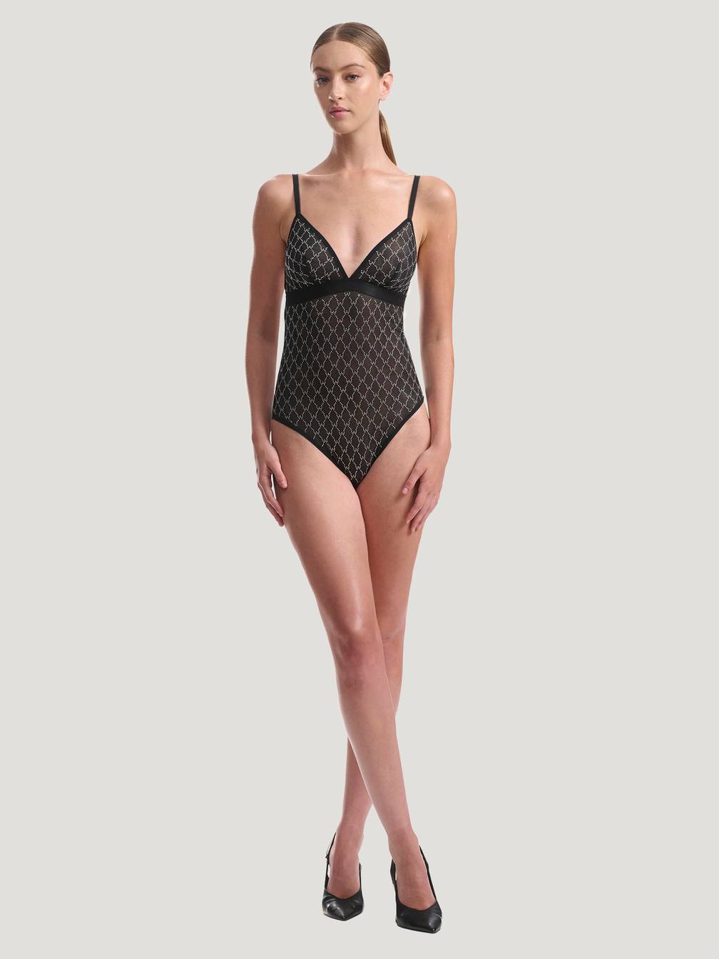 Sheer Logo Sparkle Bodysuit Wolford