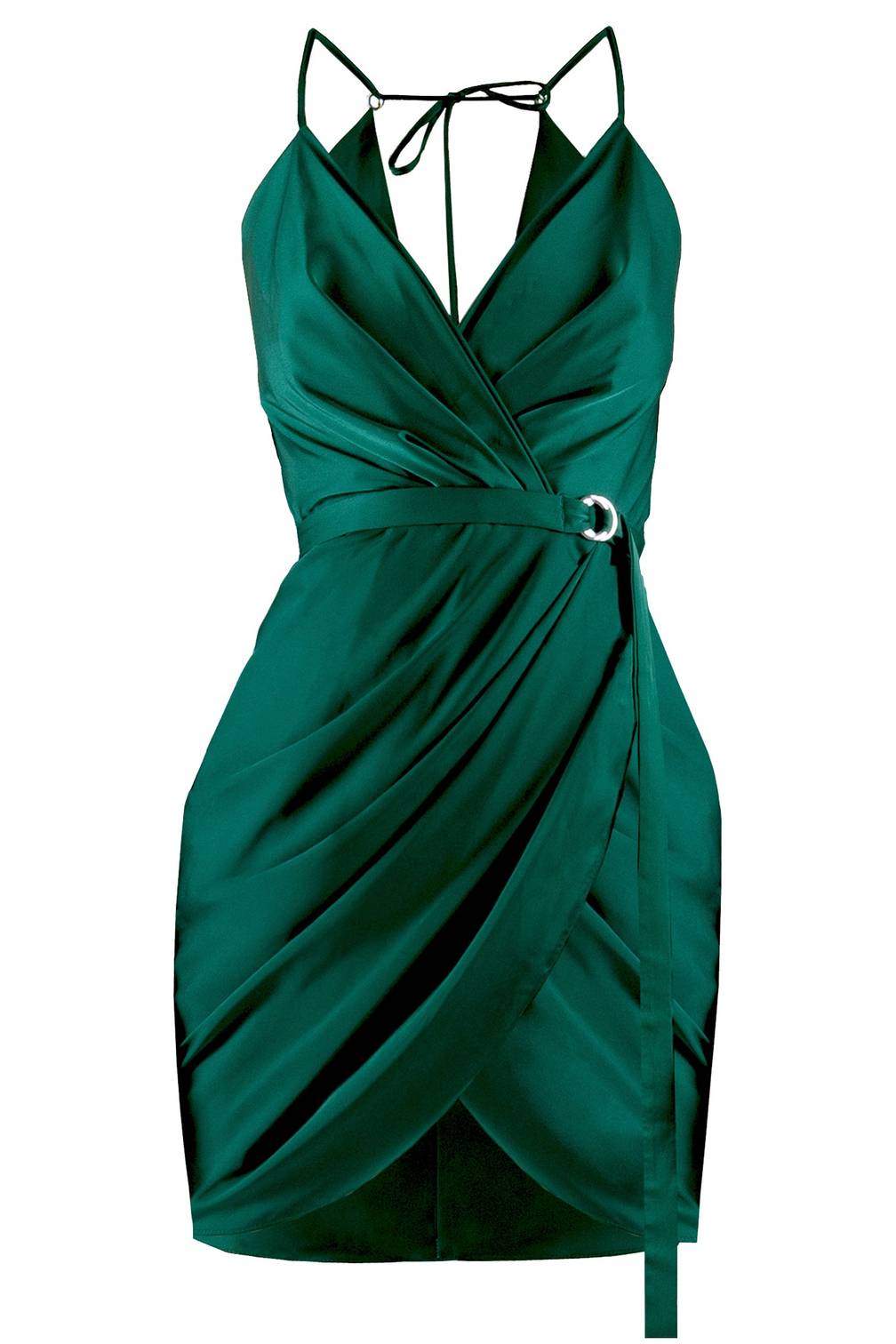 Shape Emerald Green Satin Wrap Dress