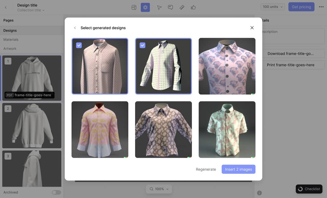 Variaciones de camisas generadas por la IA de CALA (potenciada por DALL·E).