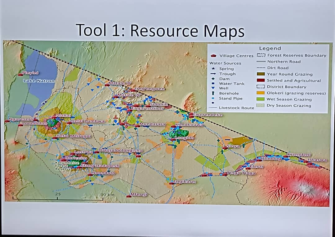 Eine detaillierte Karte verfügbarer Ressourcen in einem Baumwollanbaugebiet in Tanzania.