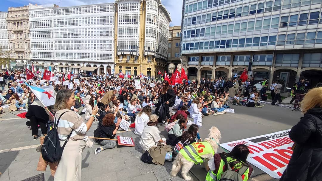 Manifestación de las y los trabajadores de tienda de las cadenas de Inditex en Galicia, el domingo 7 de abril de 2024 en La Coruña.