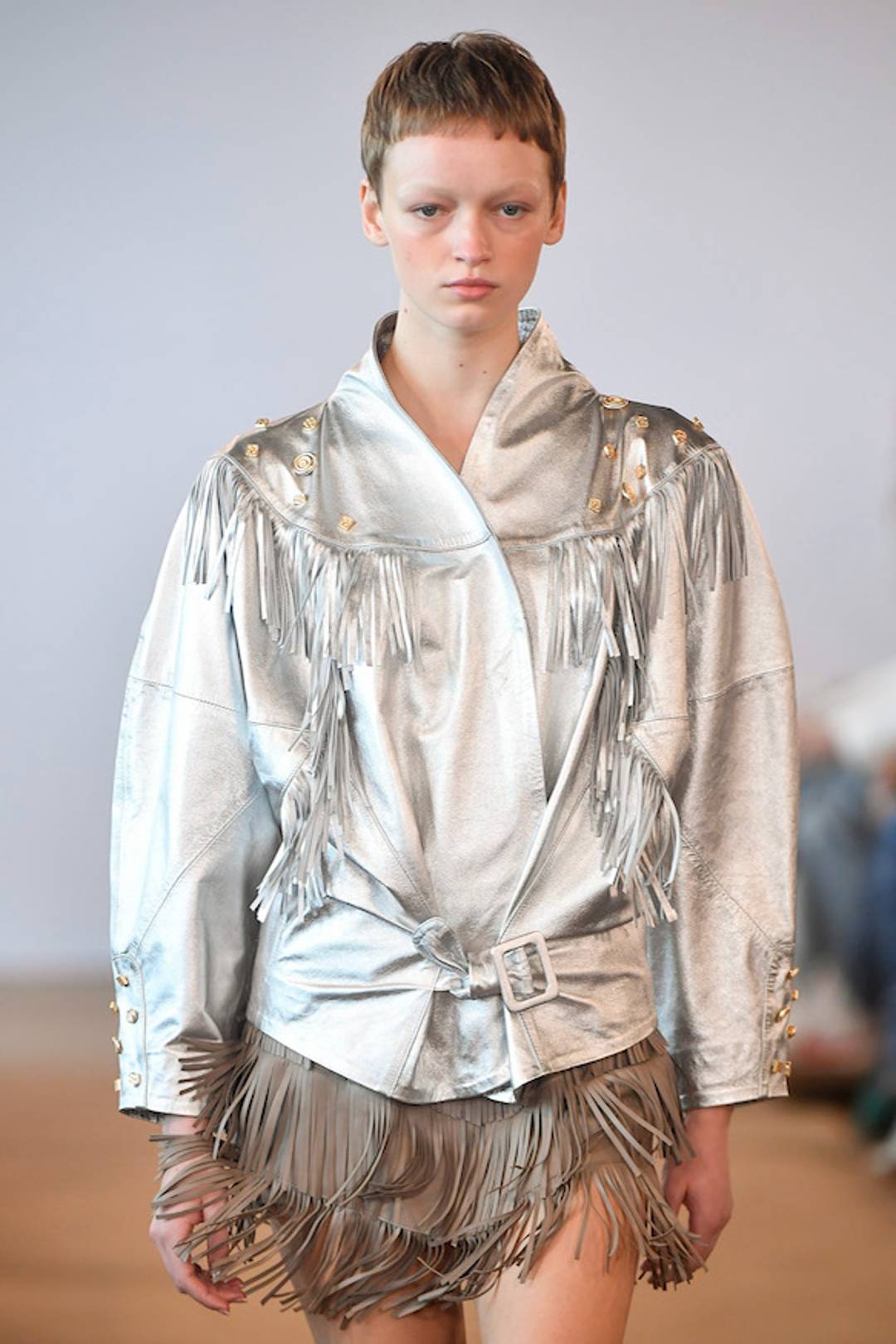 Fringes and metallic leather at Lilly Sarti FW24
