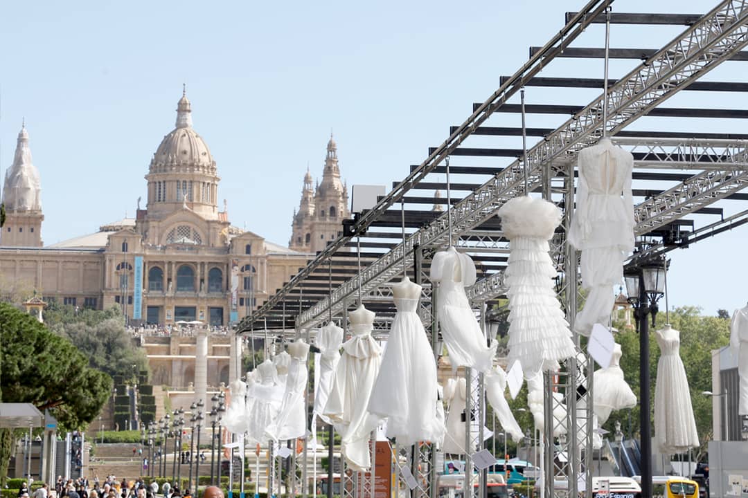 Exterior del recinto ferial de Montjuïc durante la Barcelona Bridal Fashion Week de abril de 2024.