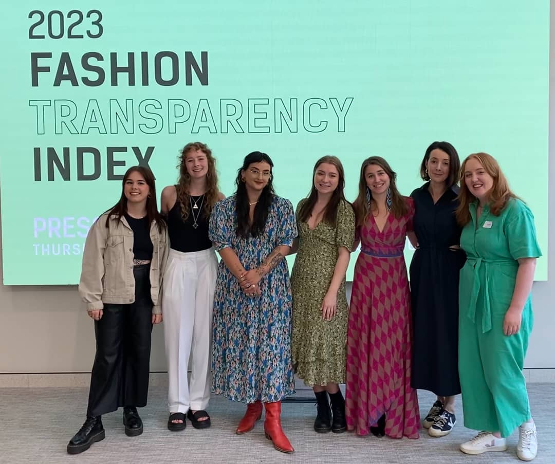 The Fashion Revolution team with Liv Simpliciano (third from left) and Lauren Rees (fourth from left).