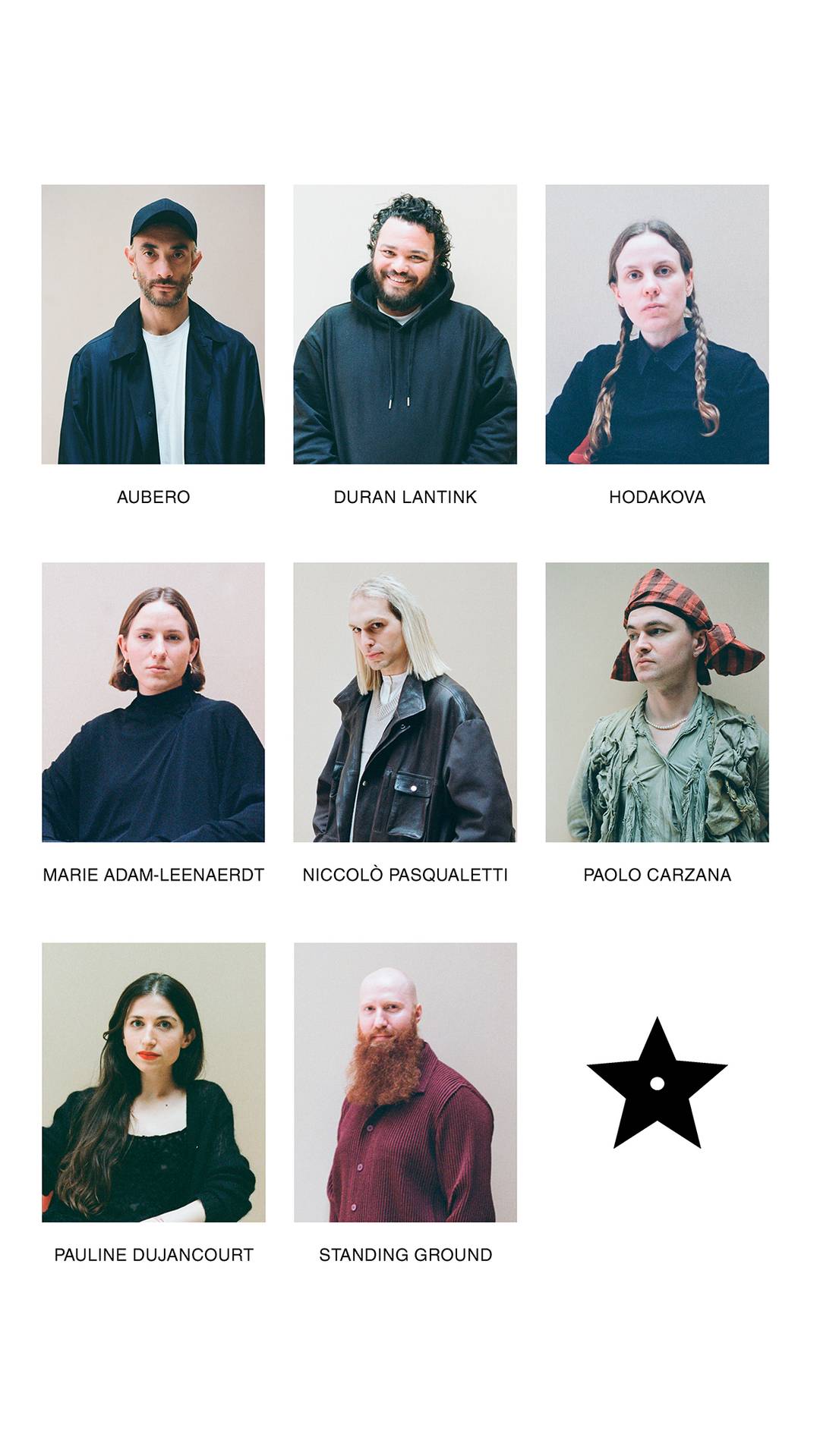 Fotografías de los directores creativos de las ocho casas de moda emergentes finalistas al LVMH Prize 2024.