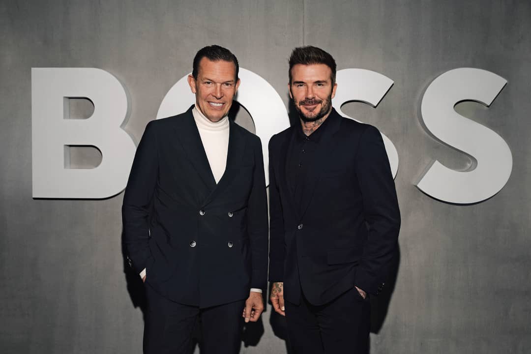 David Beckham junto a Daniel Grieder, director ejecutivo de Hugo Boss.