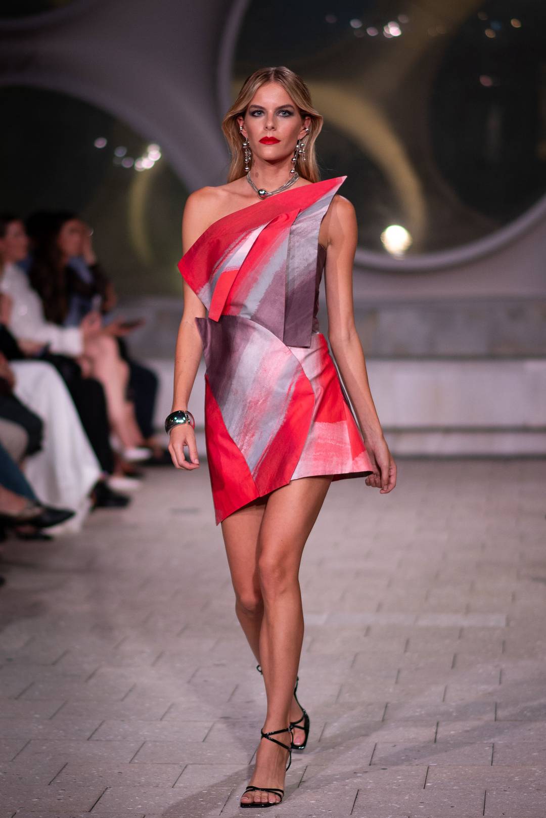 A look by Daniel Uribe at the Istituto Marangoni inaugural student fashion show, May 2024.