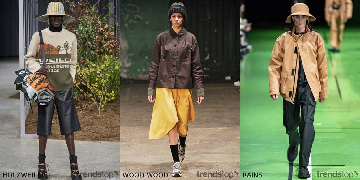 Images courtesy of Trendstop, left to right: Holzweiler, Wood Wood, Rains, all Fall Winter 2020-21