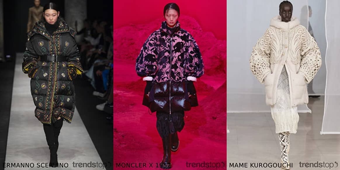 Images courtesy of Trendstop, left to right: Ermanno Scervino, Moncler x 1952, Mame Kurogouchi, all Fall Winter 2020-21.