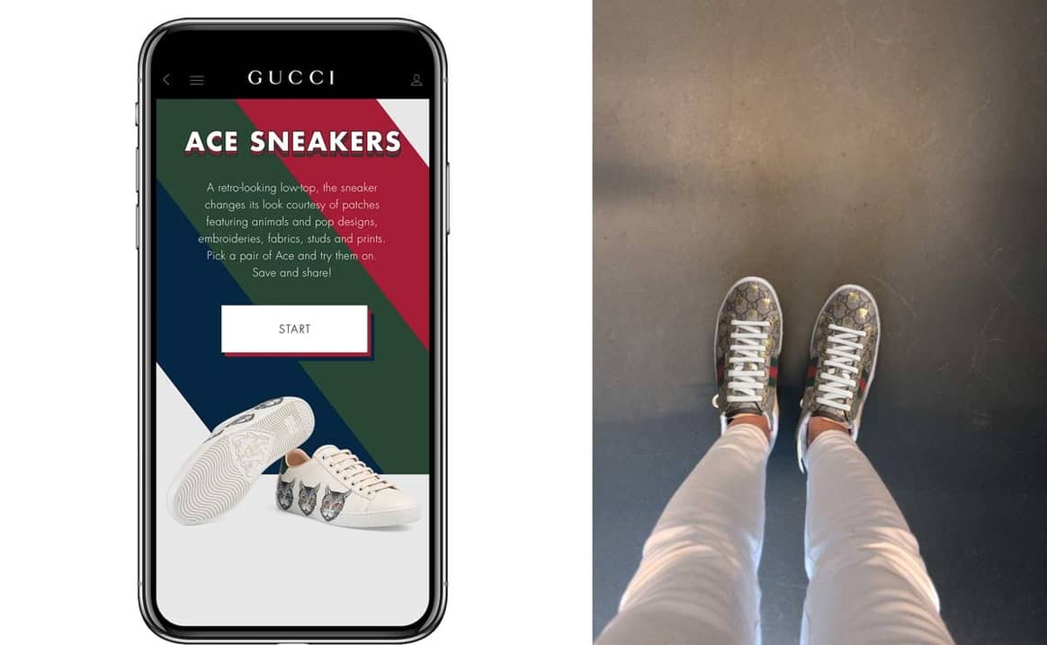 Gucci laat mobiele shoppers sneakers passen via augmented reality